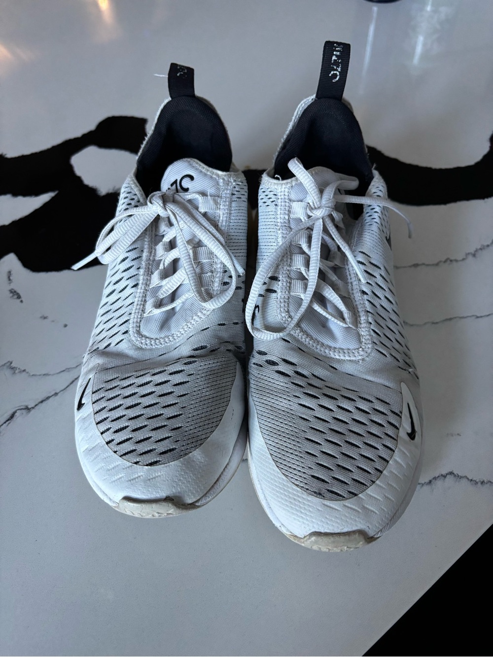 Nike White and Black Mesh Running Sneakers